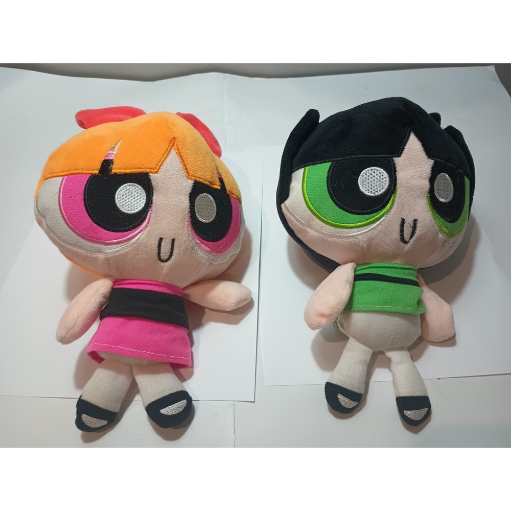 Vintage Powerpuff Girls Plush Doll Set Blossom Buttercup 8 Inch Stuffed Animals